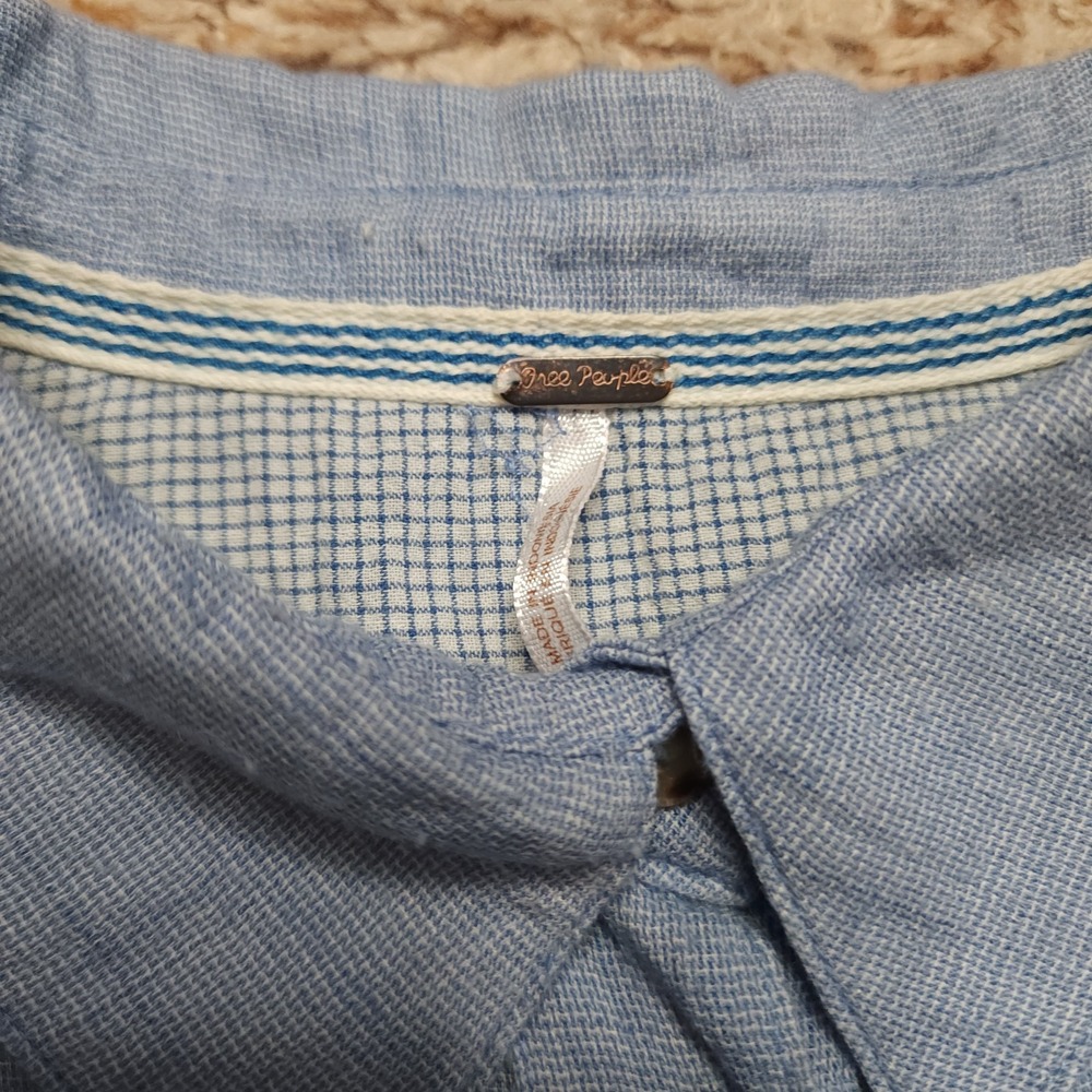 Free‎ People Blue Womens S Long Sleeve Button Up Shirt - Picture 3 of 8